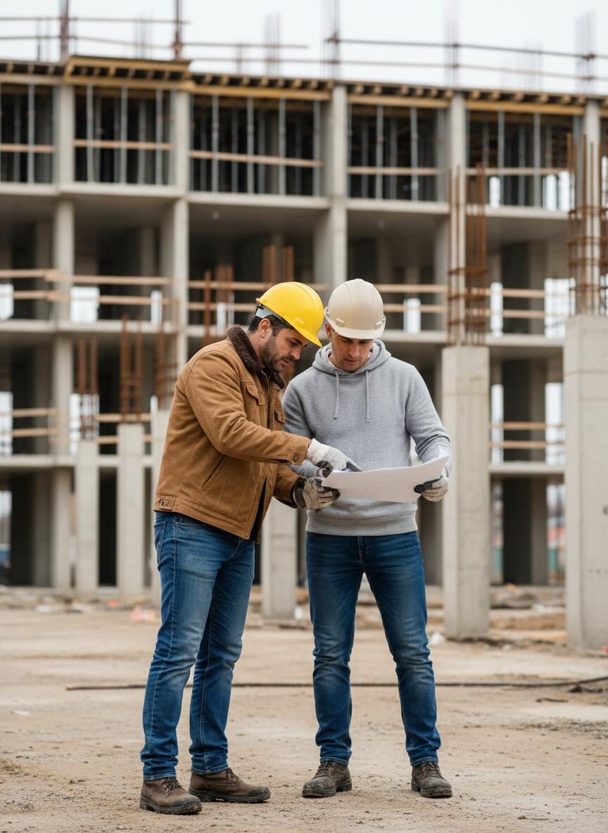 Employer representatives reviewing work on site