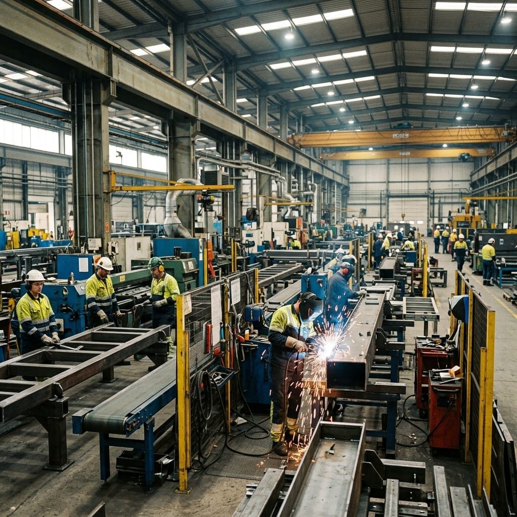 A welder working in a test bay